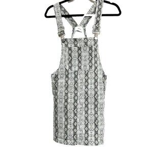 Storia Snakeskin Overalls Mini Dress Skirt Silver Buckle Stretch Black White S